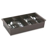 4-Compartment Plastic Cutlery Bin, Brown, 20 x 10 x 4