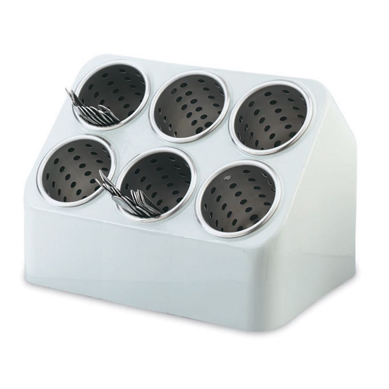 Vollrath&reg; Gray Silv-A-Tainer 6-Hole Plastic Silverware Container