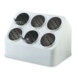 Vollrath&reg; Gray Silv-A-Tainer 6-Hole Plastic Silverware Container
