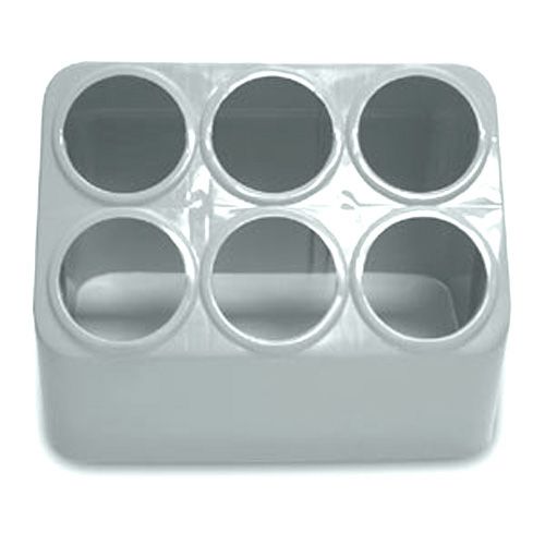 Vollrath&reg; Gray Silv-A-Tainer 6-Hole Plastic Silverware Container
