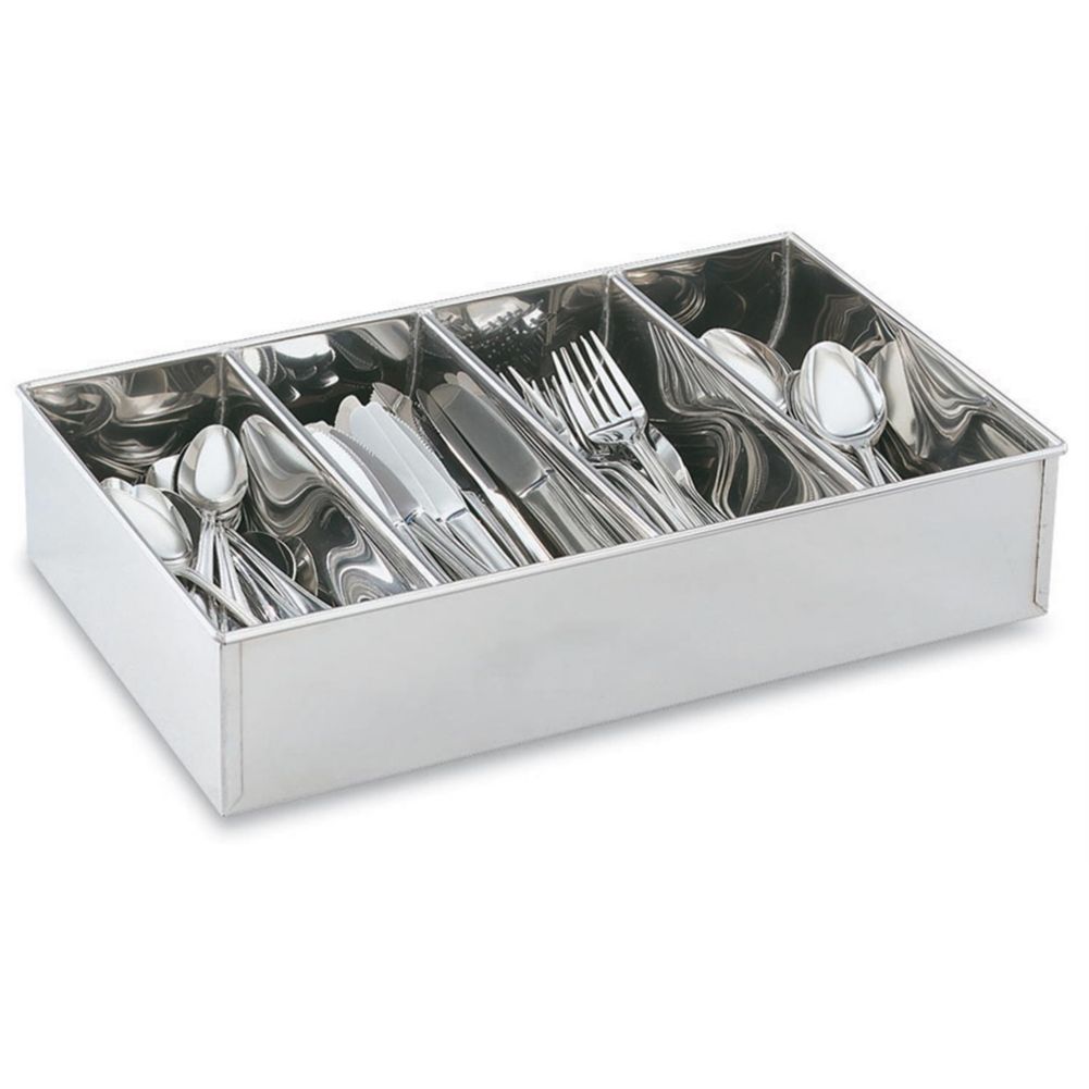 Vollrath&reg; S/S 17" x 10-1/4" 4-Compartment Cutlery Bin
