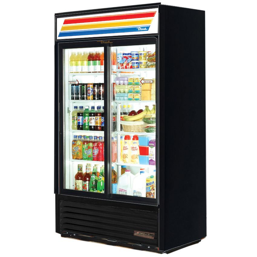 True&reg; Slide Door Slim Line Refrigerator Merchandiser, 33 Cubic Ft