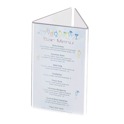 Cal-Mil&reg; Clear Acrylic 4.5" x 7.5" Triangle Card Holder