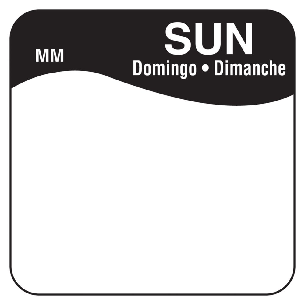 DayMark MoveMark&trade; Trilingual 1" Sunday Day Square