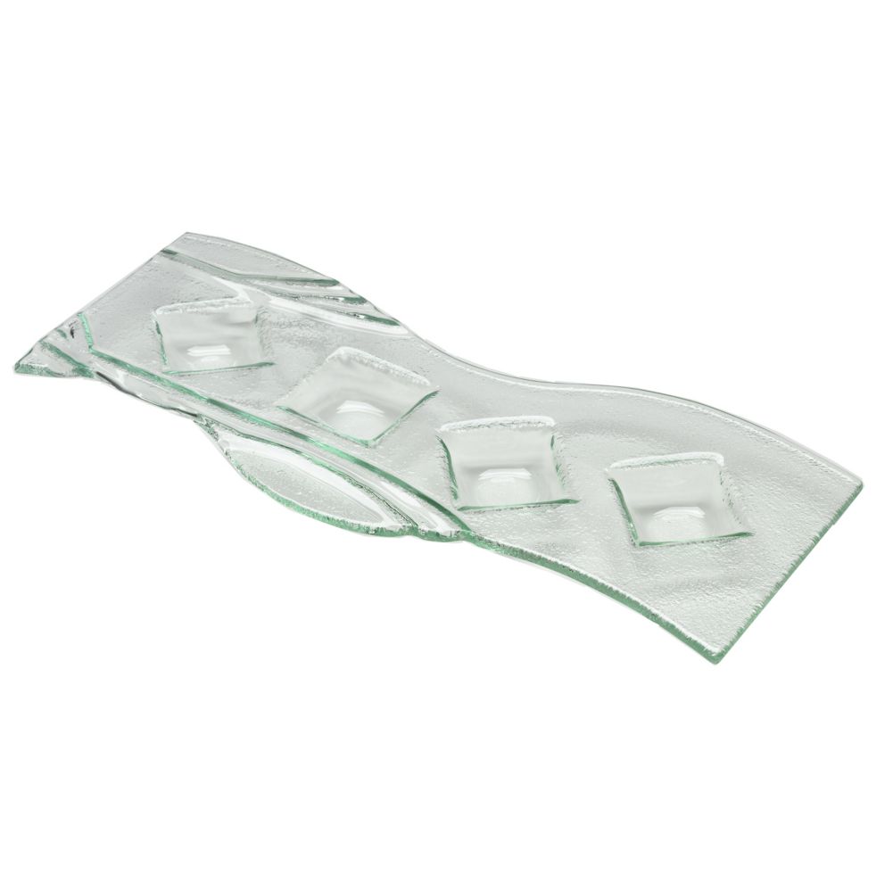 Steelite Creations Glass 4-Compartment Specialty Plate
