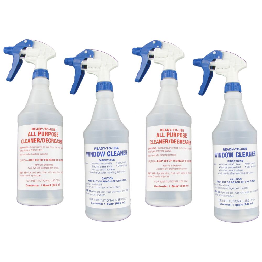 Spray Bottle Kit w/ 2 All Purpose & 2 Window Cleaners