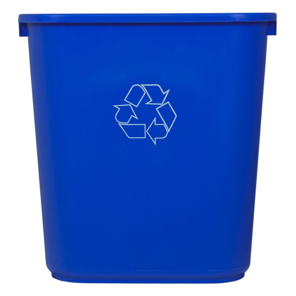Continental Blue Plastic Rectangular 28 qt Recycling Wastebasket