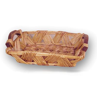 Rectangular Willow Basket w/ Wooden Handles, 15 x 11 x 4