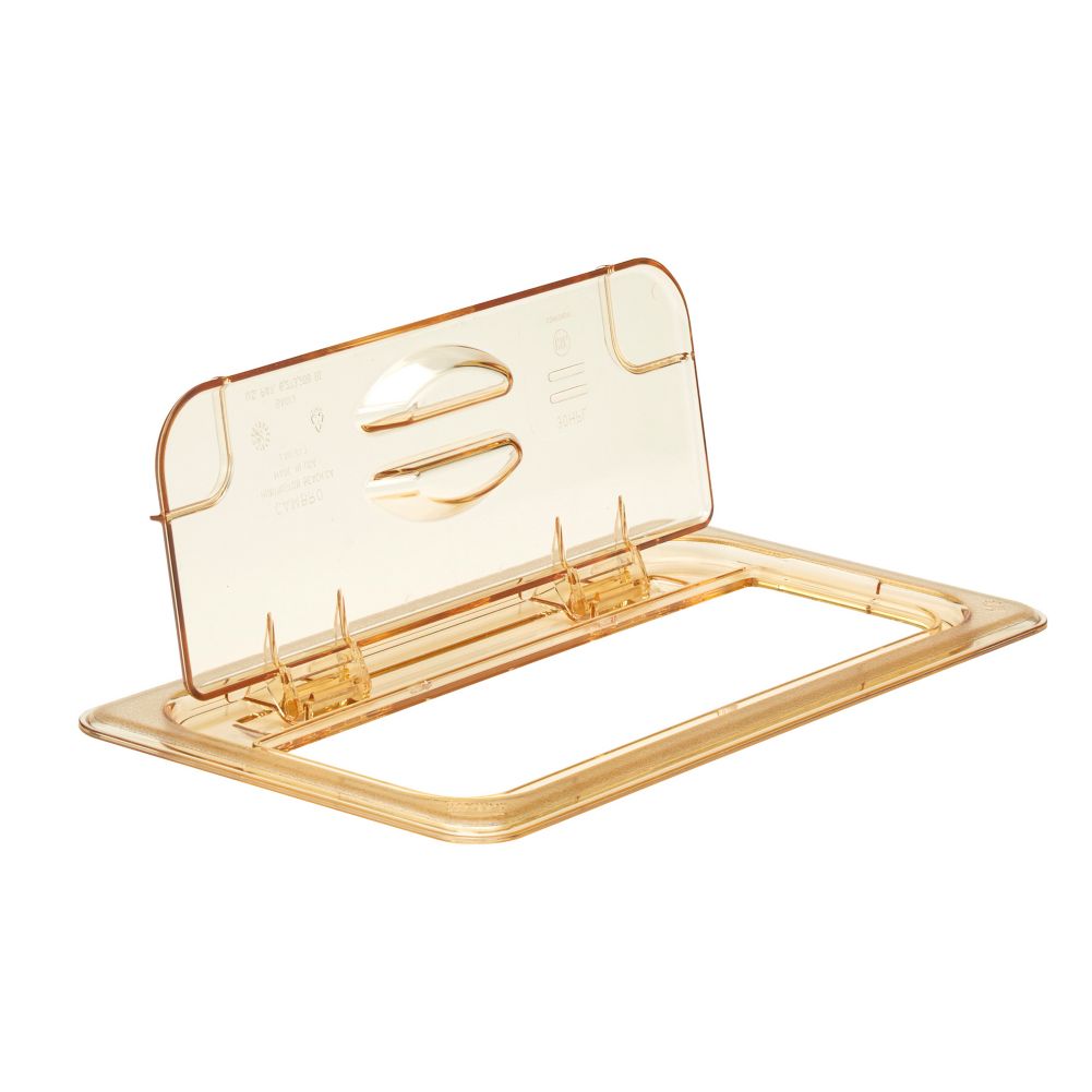 Cambro&reg; Amber H-Pan&reg; 1/3-Size High Heat FlipLid Food Pan Cover