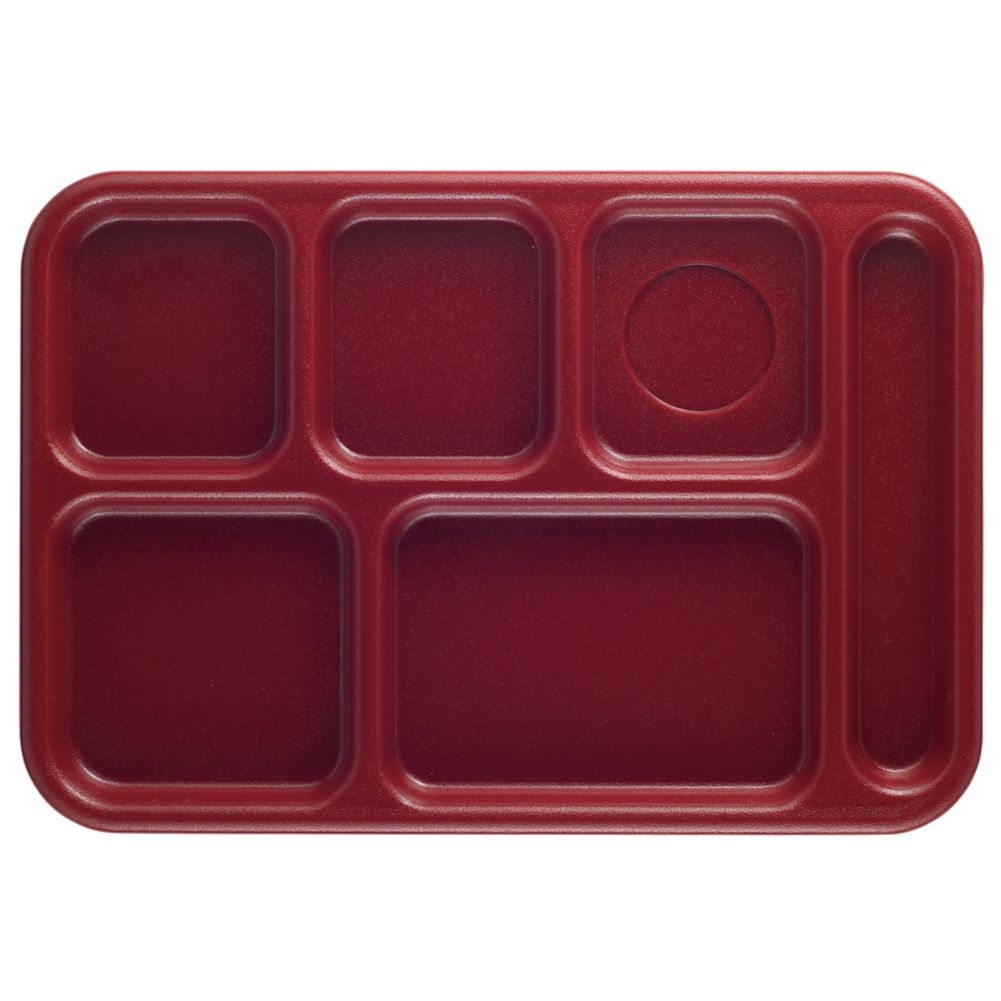 Cambro Cranberry 10" x 14-1/2" 6-Compartment Serving Tray