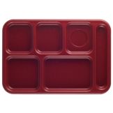 Cambro Cranberry 10" x 14-1/2" 6-Compartment Serving Tray