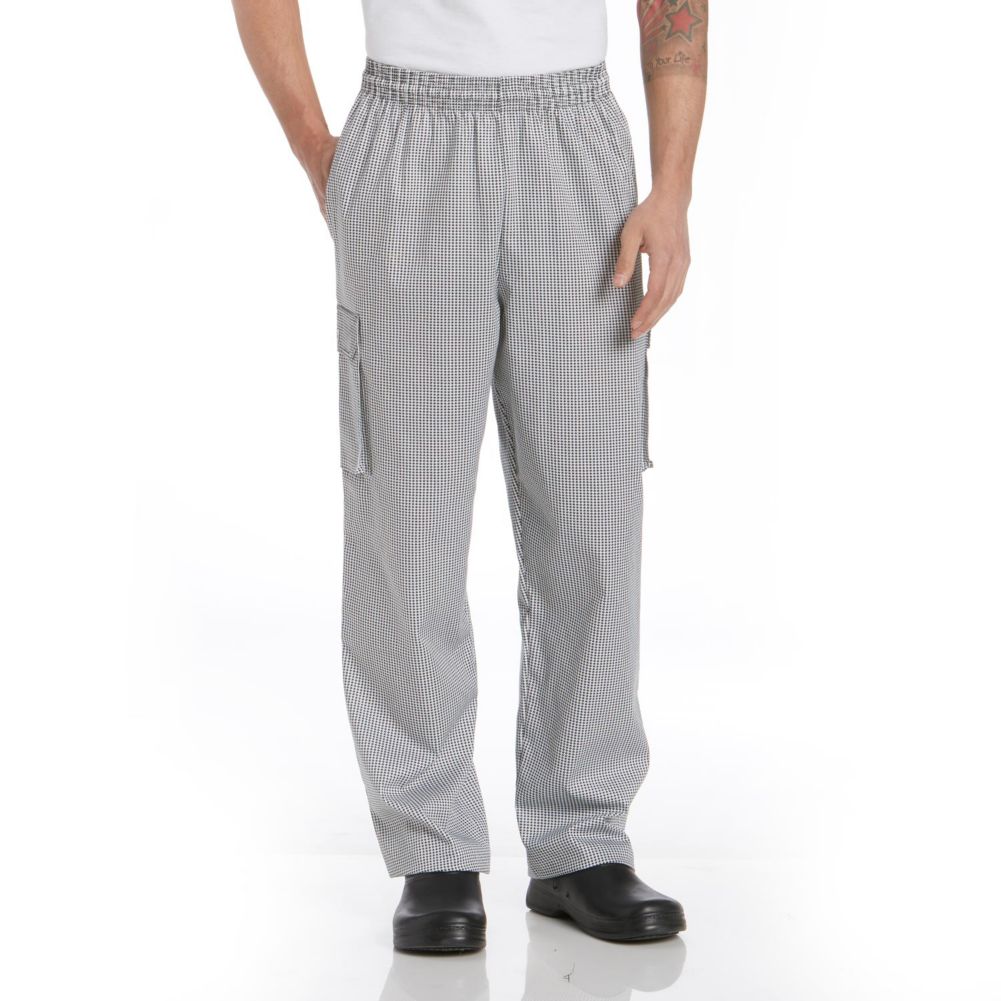 Chefwear&reg; XL Black/White Houndstooth Cargo Pants