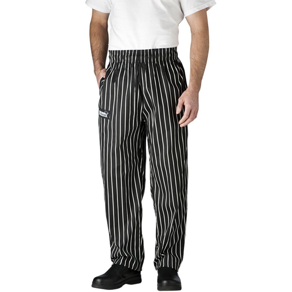 Chefwear&reg; Medium Black Chalkstripe Ultimate Chef Pants