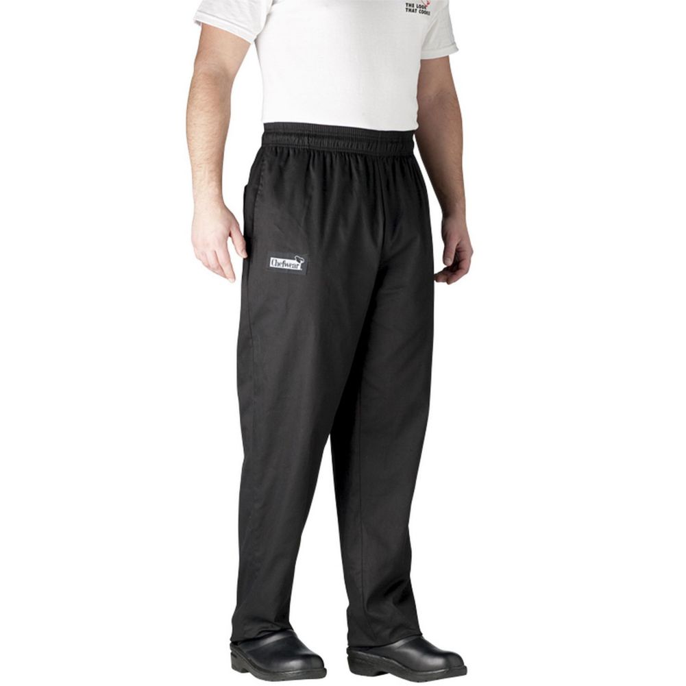 Chefwear&reg; Large Black Ultimate Chef Pants