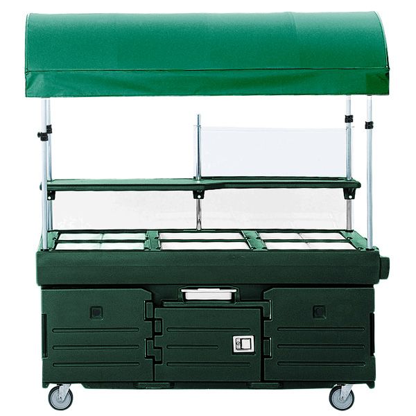 Cambro CamKiosk&reg; Cart w/ 6 Pan Wells and Canopy, Green
