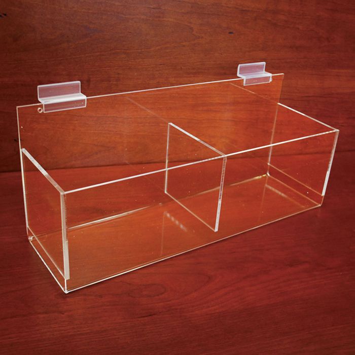 Slatwall Double Hosiery Bin, Acrylic, 7 x 4-1/2 x 4-1/2