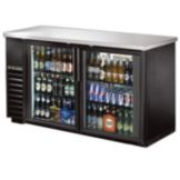 True&reg; Black 2-Glass Door Back Bar Cooler for 133 6-Packs