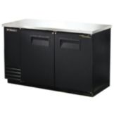 True&reg; Black 2-Solid Swing Door Back Bar Cooler for 2 Half Barrels