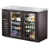 True&reg; Black 2-Glass Door Back Bar Cooler for 82 6-Packs