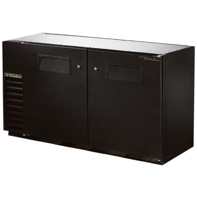 True&reg; Black 2-Solid Door 4-Shelf Back Bar Cooler for 94 6-Packs
