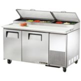 True&reg; 2-Door 4-Shelf S/S Pizza Prep Table w/ White Alum. Interior