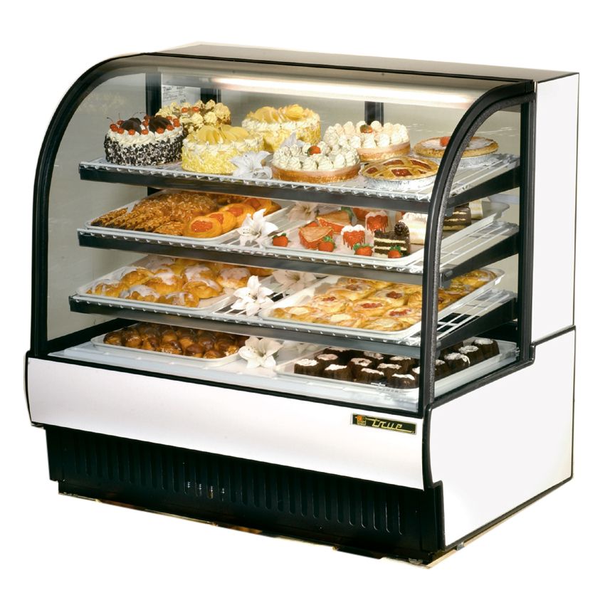 True&reg; White Curved Glass Refrigerated Bakery Case, 27.4 Cubic Ft