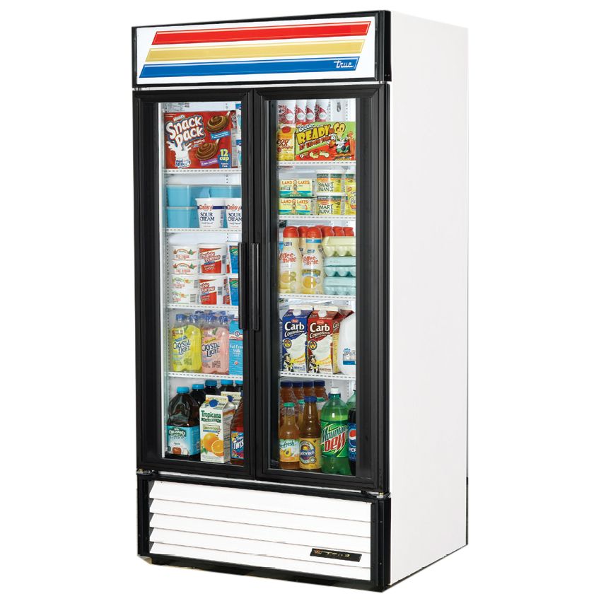 True&reg; White Glass Door Refrigerator Merchandiser, 33 Cubic Ft