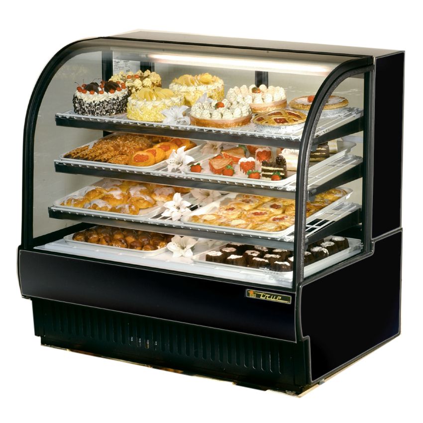 True&reg; Black Curved Glass Refrigerated Bakery Case, 27.4 Cubic Ft