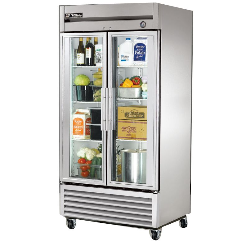 True&reg; T-Series Glass 2-Door 6-Shelf Reach-In Refrigerator, 35 CF