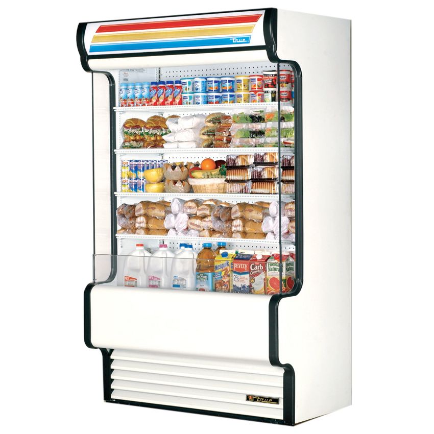 True&reg; White Self-Contained Glass Sided Vertical Air Curtain, 34 CF