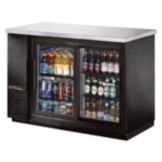 True&reg; Black 2-Sliding Glass Door Back Bar Cooler for 48 6-Packs