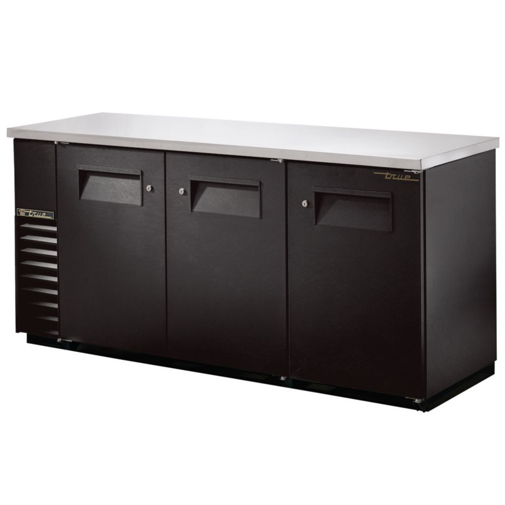 True&reg; Black 2-Solid Swing Door Back Bar Cooler for 150 6-Packs