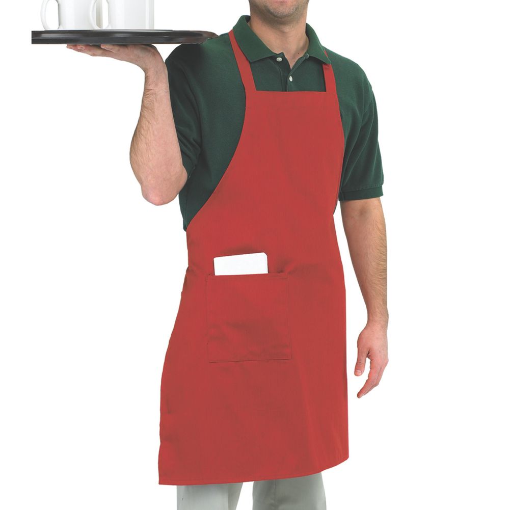 Chef Revival&reg; Red Bib Apron with Side Pocket