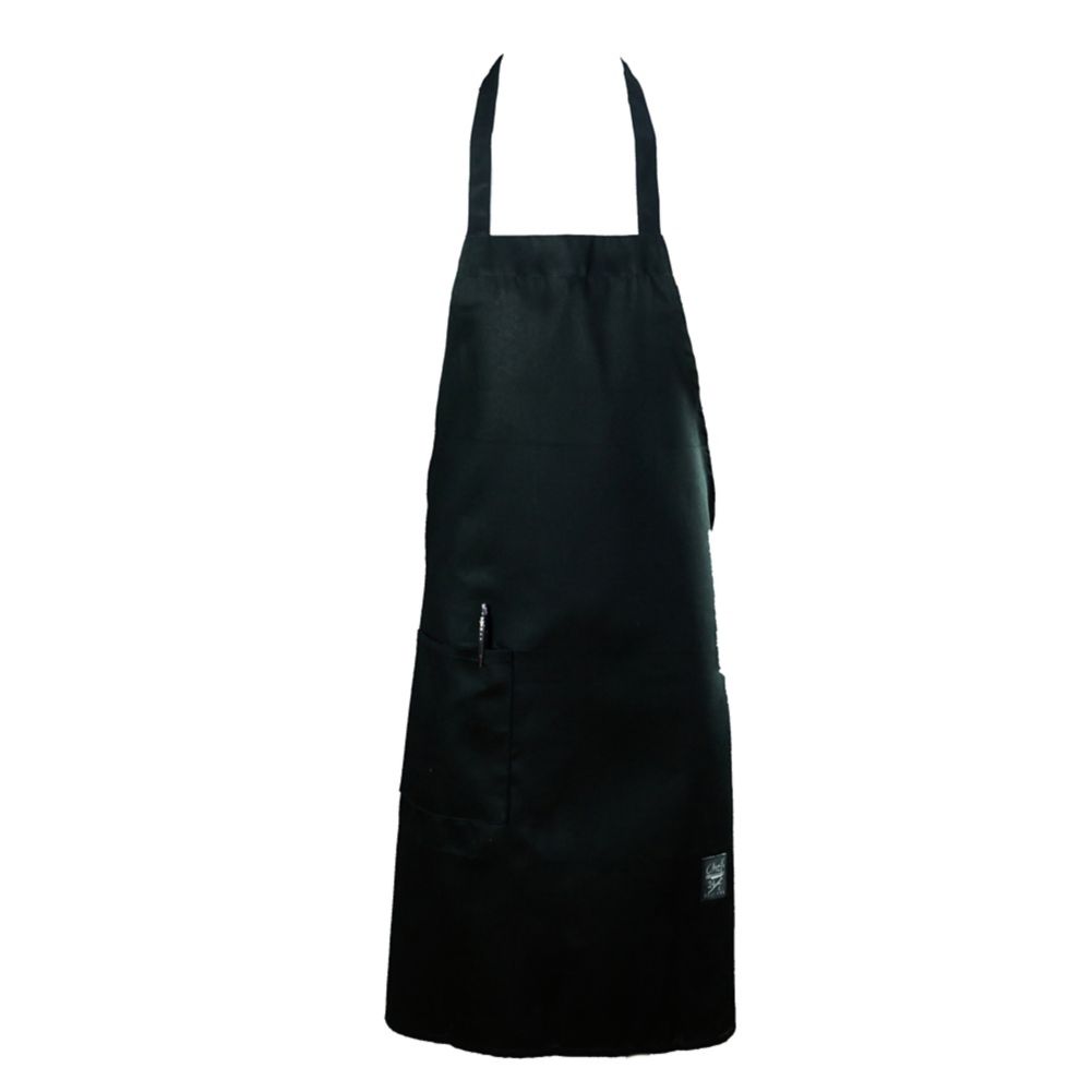 Chef Revival&reg; Black Bib Apron with Side Pocket