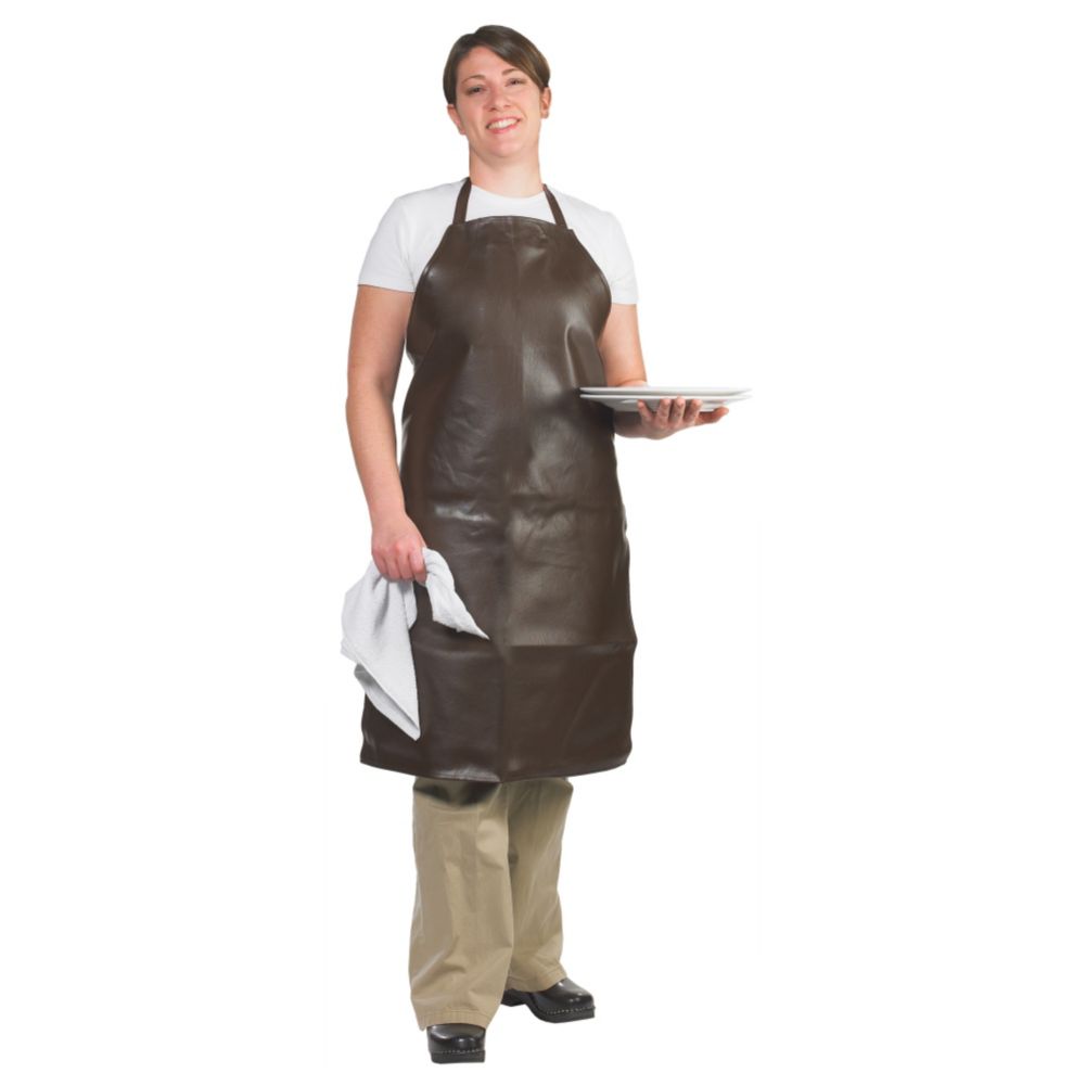 Chef Revival&reg; Brown Vinyl Bib Apron Economy
