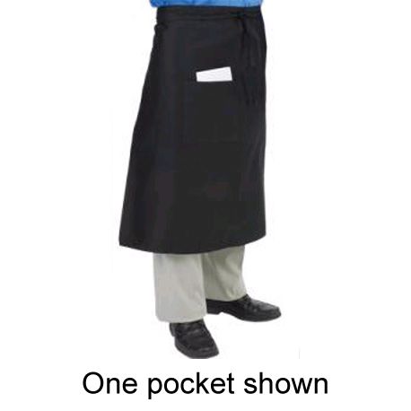 Chef Revival&reg; Black Bistro Apron with Two Middle Pockets