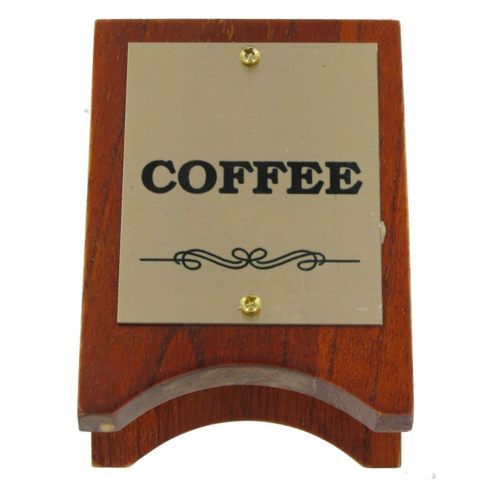 Wood & Brass Coffee Sign, 4" x 3"
