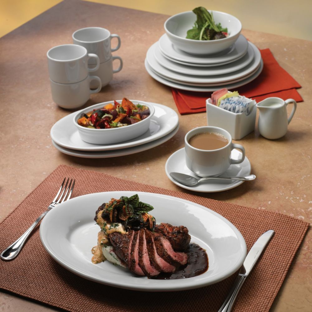 Steelite Varick Cafe White Porcelain 11-1/2 x 7-3/4" Platter