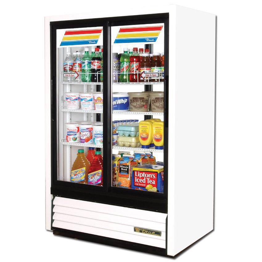 True&reg; Slide Door 2-Section Convenience Store Cooler, 17 Cubic Ft