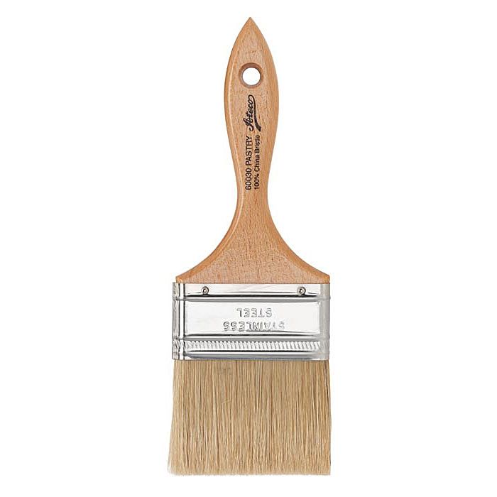 Ateco White Natural Boar Bristle 3" Wide Flat Brush