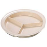 Adcraft&reg; 9" Round 3 Compartment Tan Plate