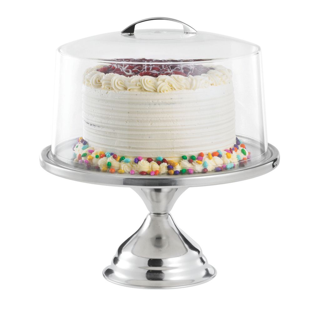 Tablecraft S/S 12-3/4" Round Cake Stand with Cover