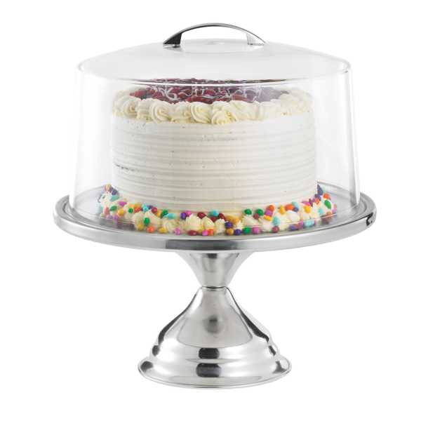 TableCraft Stainless Steel Cake Stand with Cover