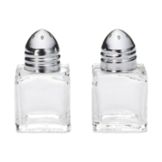 Tablecraft Cube Glass .5 Oz Salt / Pepper Shakers w/ Chrome Plated Top
