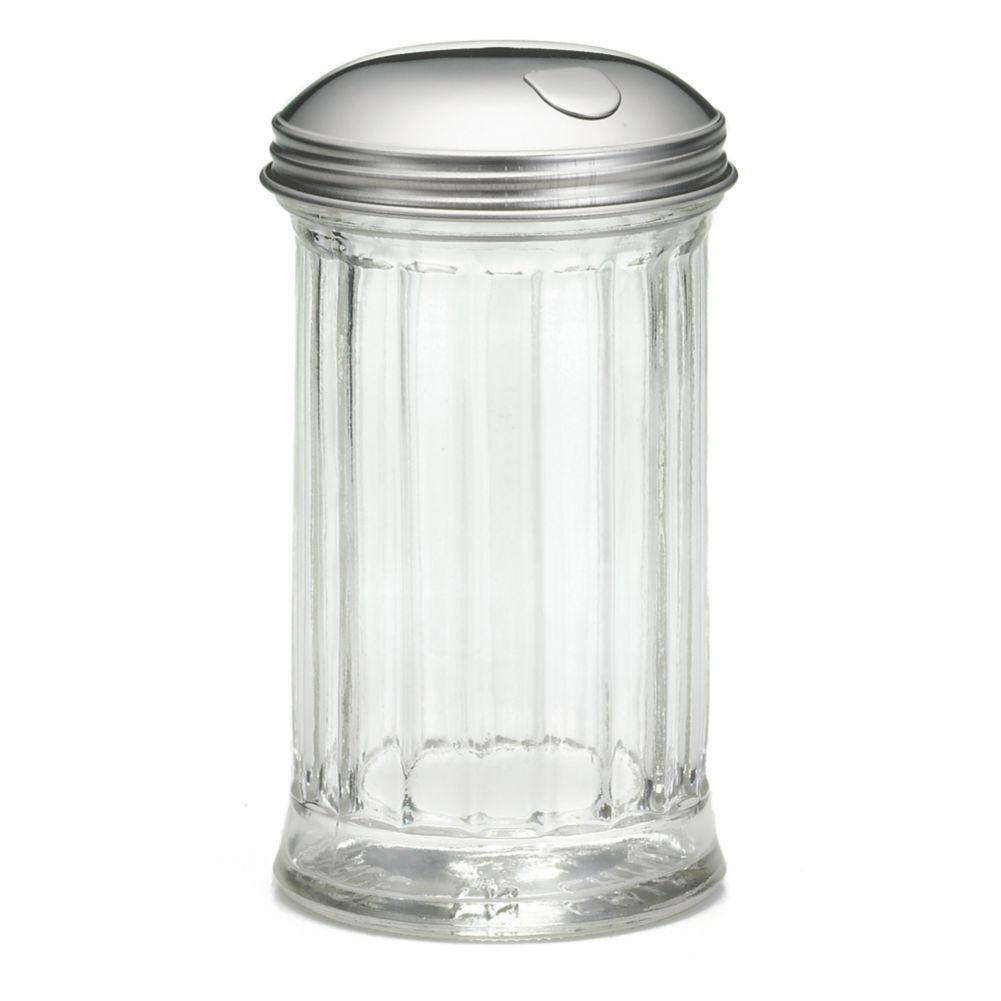 Tablecraft 12 Oz Fluted Glass Pourer with S/S Side Flap Top