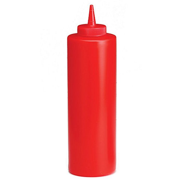 Tablecraft 8 Oz Ketchup Squeeze Dispenser with Cone Tip & Red Top