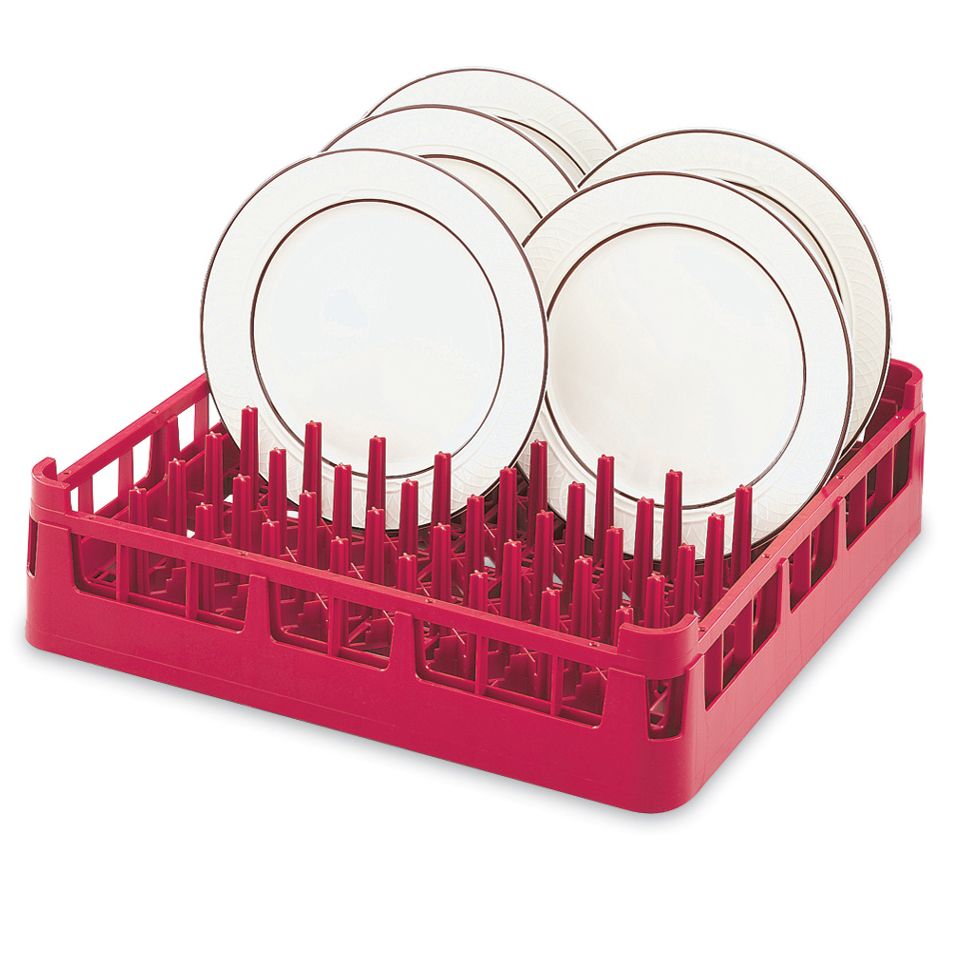 Full Size Extended Plate Rack, Red, 19-3/4 x 19-3/4 x 4-7/8 H