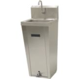 Pedestal Base S/S Hand Sink w/ Splash Mounted Faucet & Basket Drain