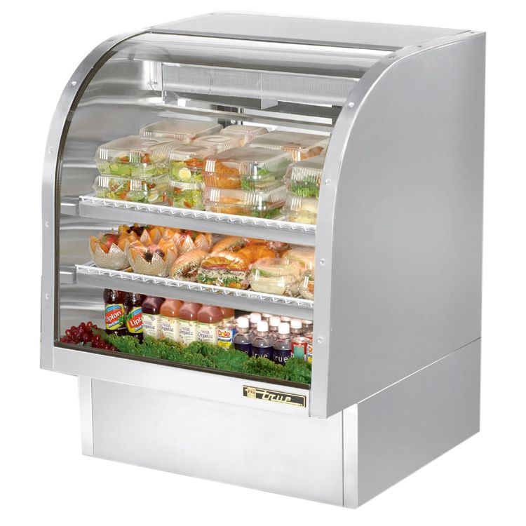True&reg; S/S 2-Shelf Curved Glass Refrigerated Deli Case, 17 Cubic Ft