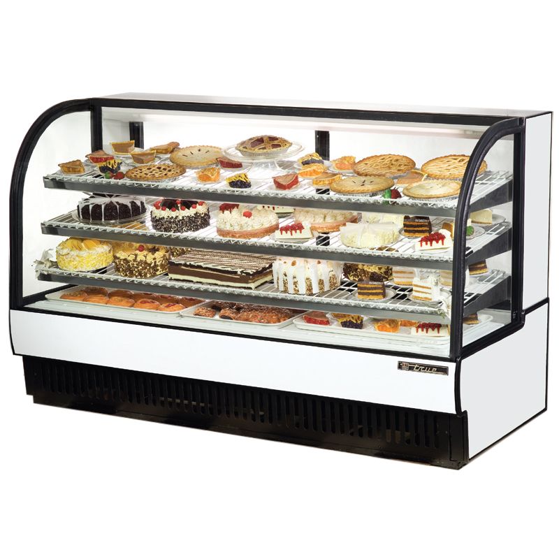 True&reg; Black Curved Glass Refrigerated Bakery Case, 43 Cubic Ft